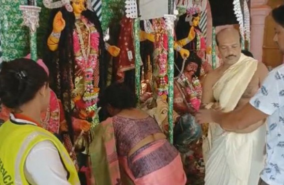 Vijaya Dashami marks formal ending of Durga Puja 2021 : Devotees’ Rush in Agartala Durga Bari